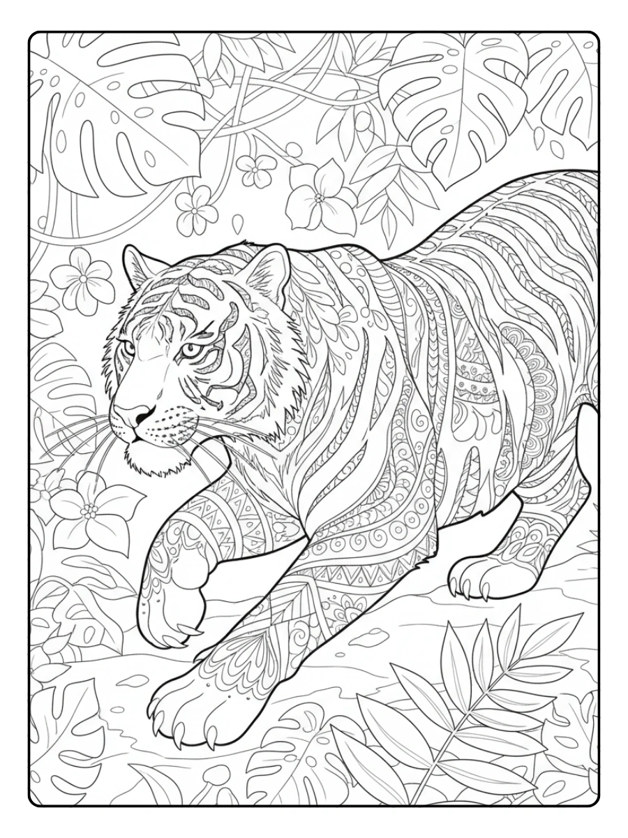 Disegni da Colorare Tigre – Tigre dettagliata