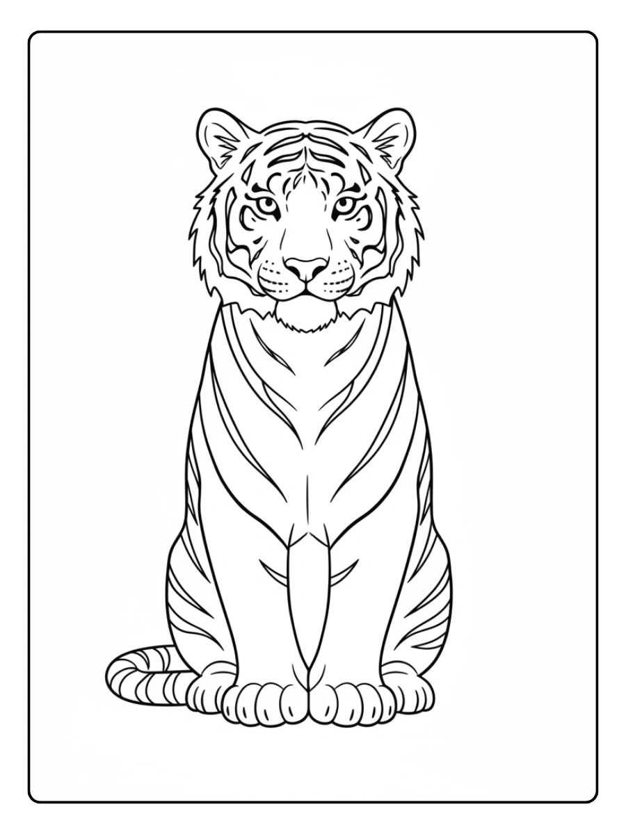 Disegni da Colorare Tigre – Tigre seduta