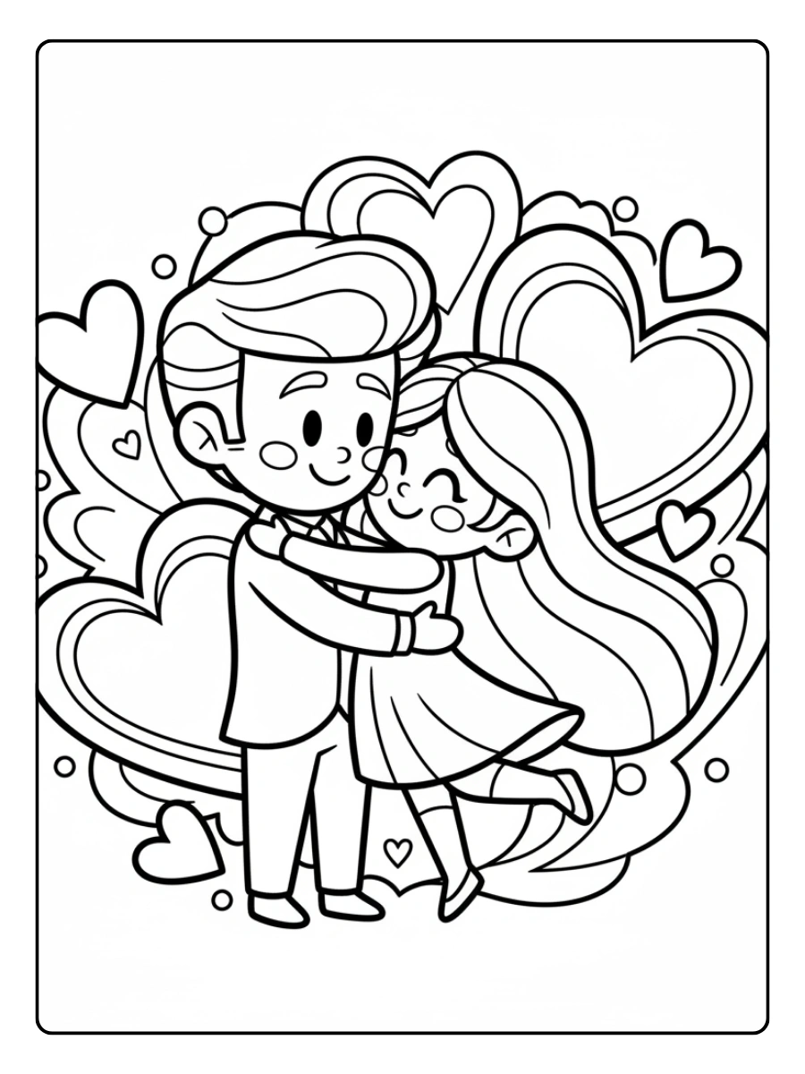 Disegni da Colorare Valentino – Abbraccio d’amore
