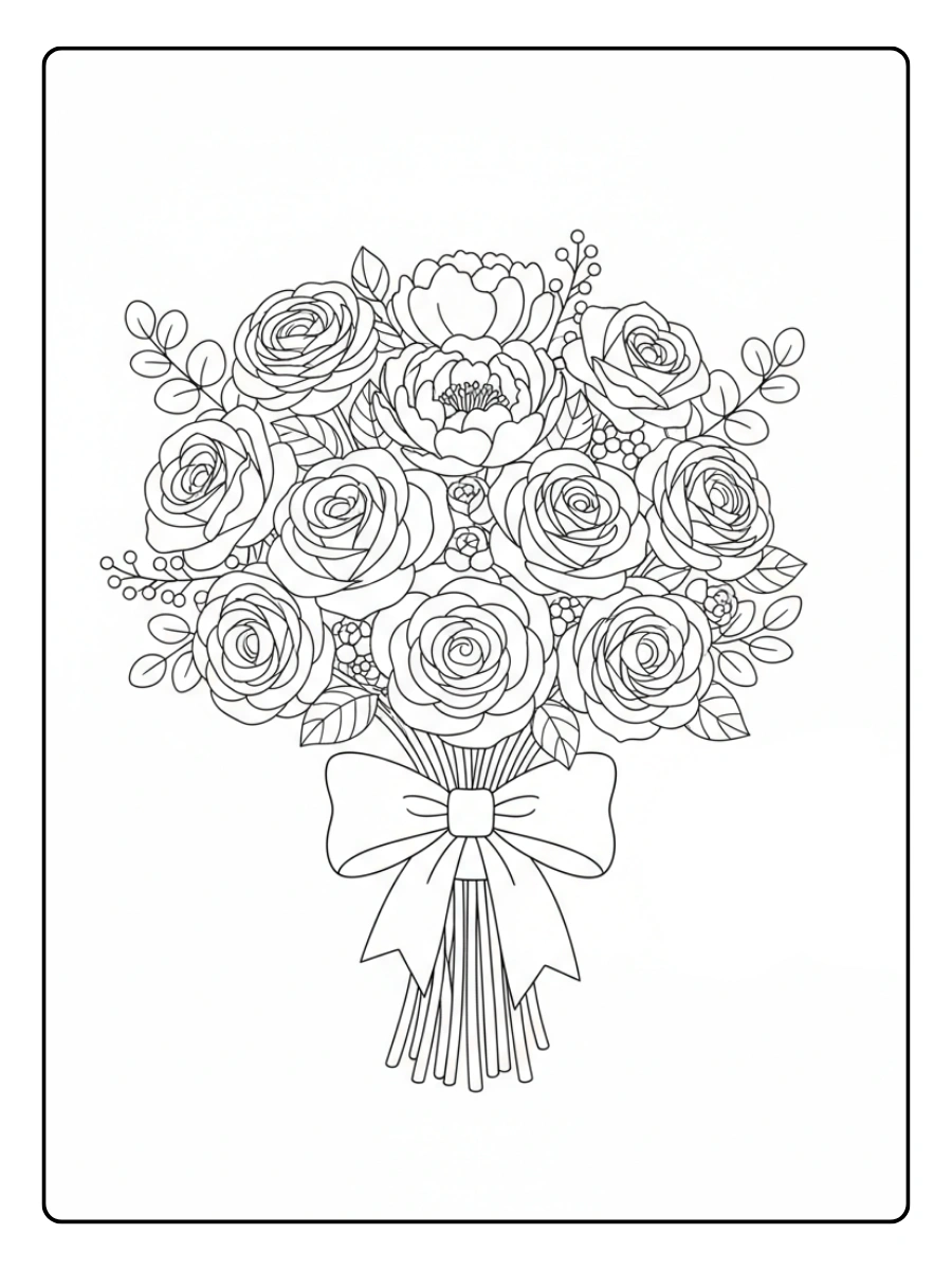 Disegni da Colorare Valentino – Bouquet romantico