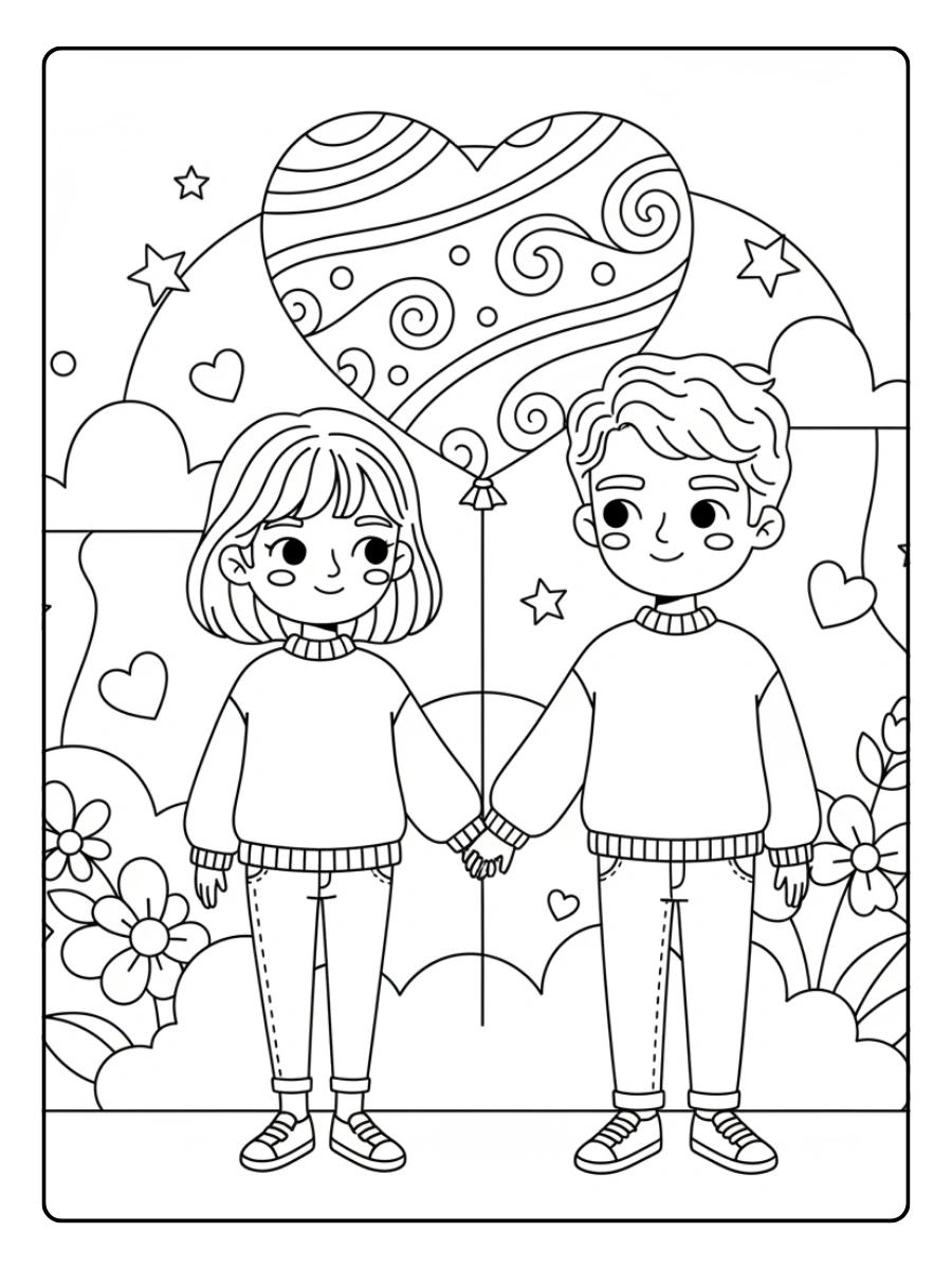 Disegni da Colorare Valentino – Coppia carina
