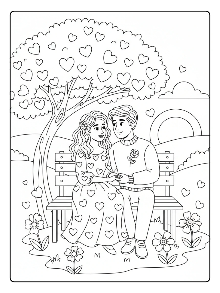 Disegni da Colorare Valentino – Coppia romantica
