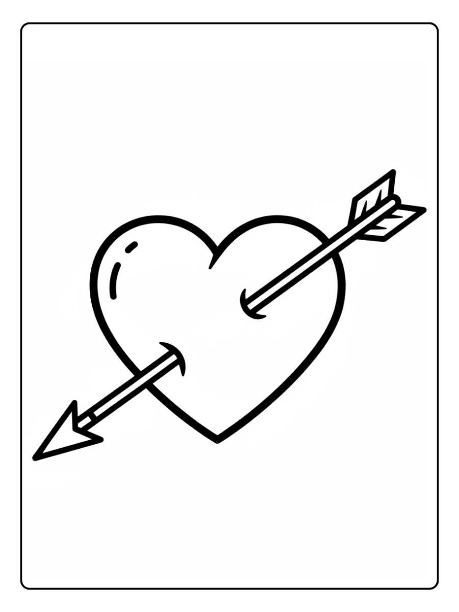Disegni da Colorare Valentino – Cuore con freccia