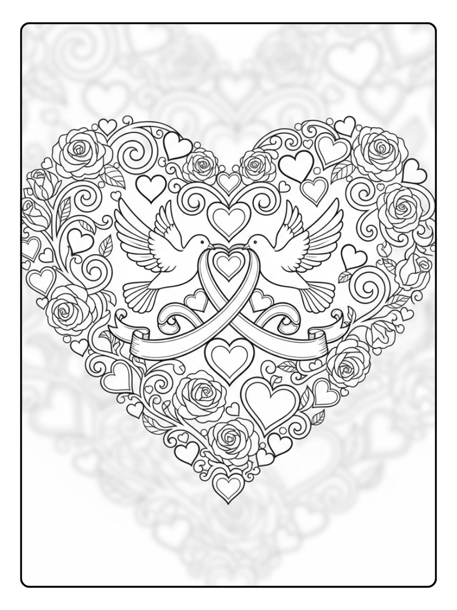 Disegni da Colorare Valentino – Cuore romantico