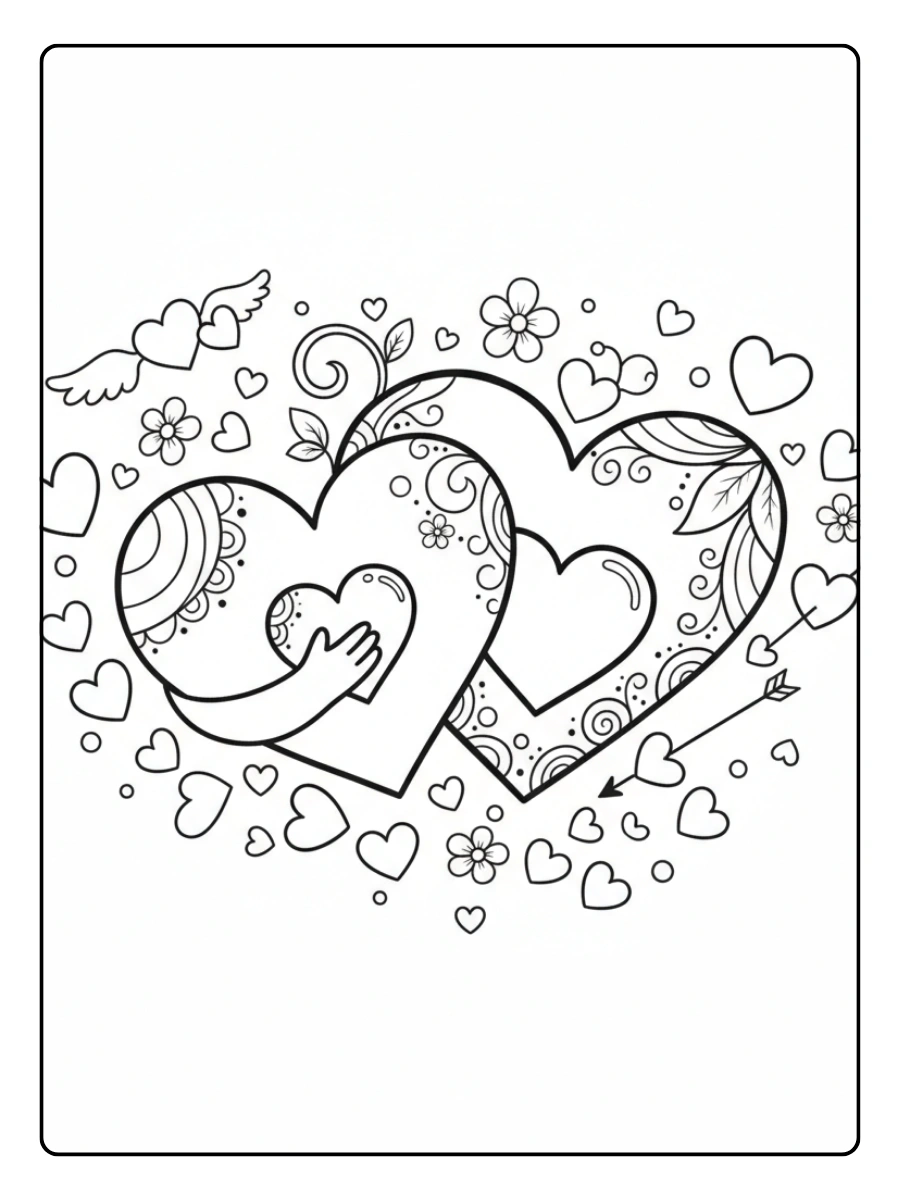 Disegni da Colorare Valentino – Cuori innamorati