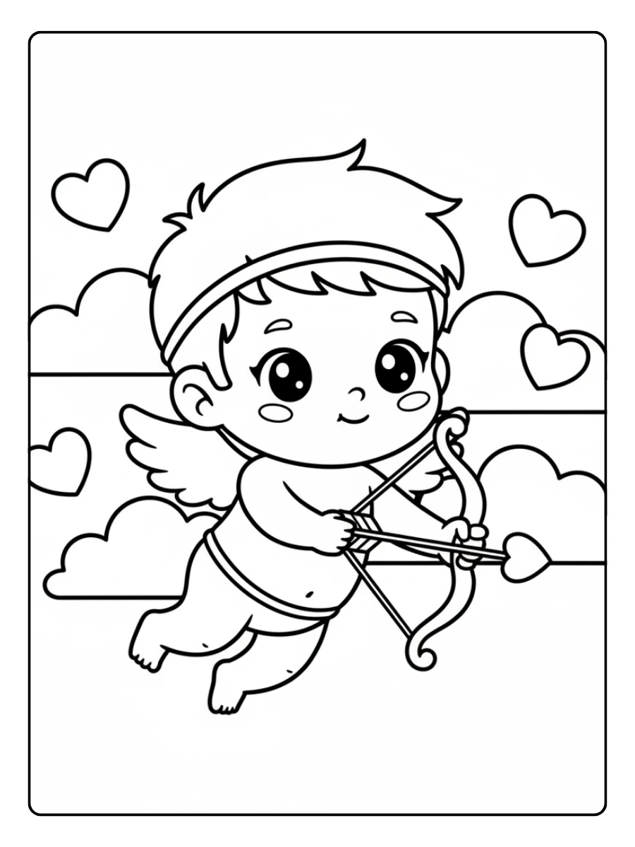 Disegni da Colorare Valentino – Cupido kawaii