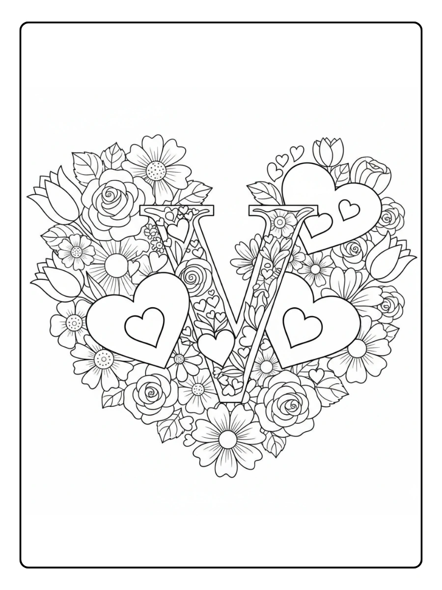 Disegni da Colorare Valentino – Fiori e cuori