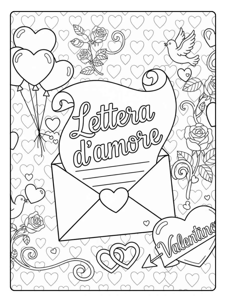 Disegni da Colorare Valentino – Lettera d’amore