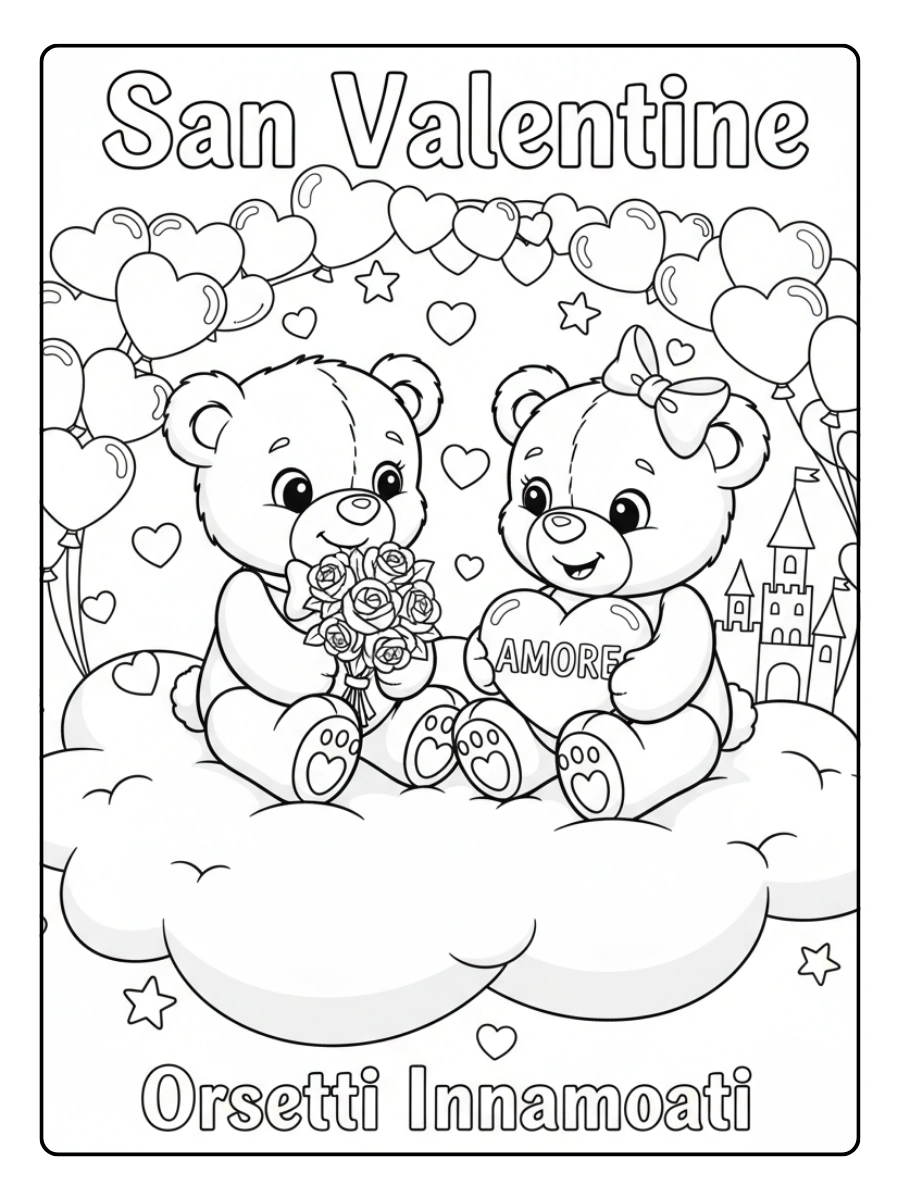 Disegni da Colorare Valentino – Orsetti innamorati