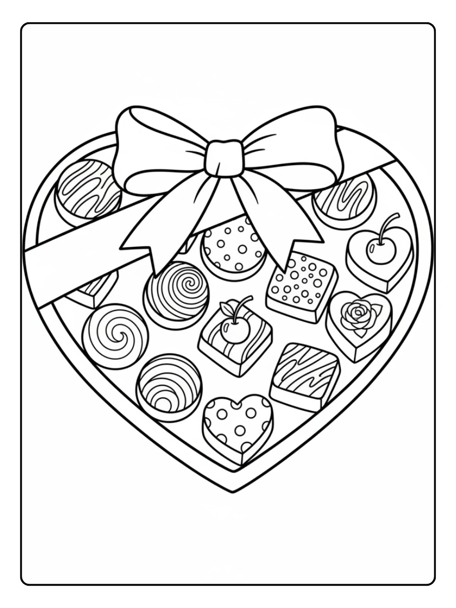 Disegni da Colorare Valentino – Scatola di cioccolatini