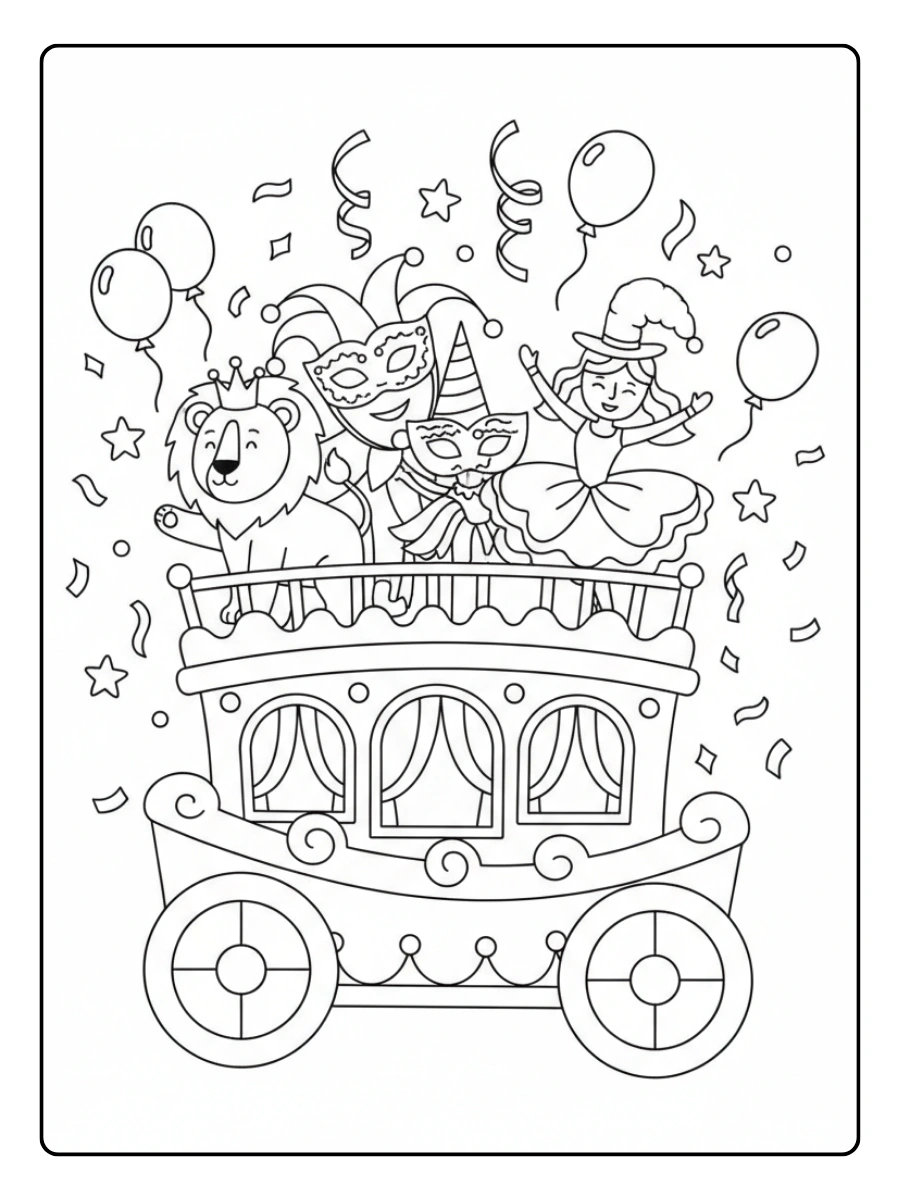 Disegni da Colorare del Carnevale – Carro di Carnevale