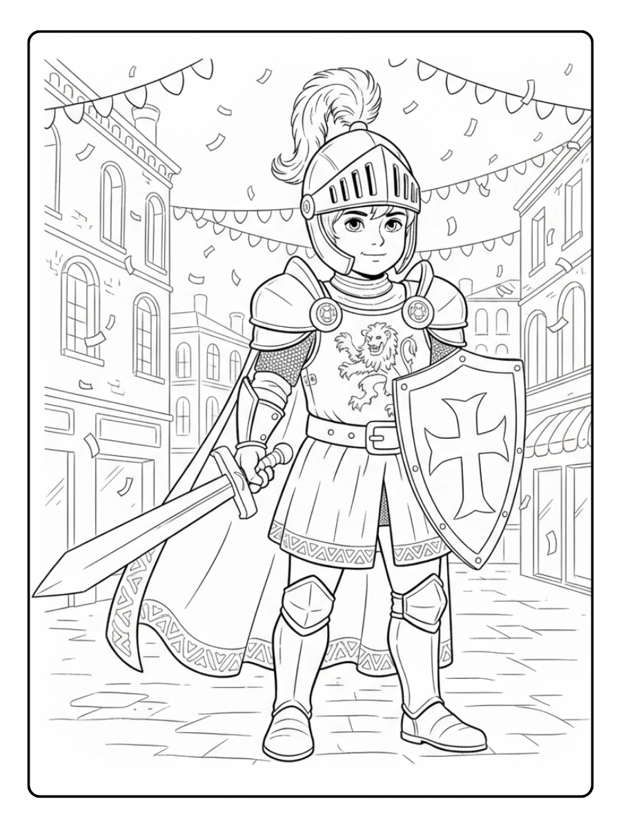 Disegni da Colorare del Carnevale – Costume da cavaliere