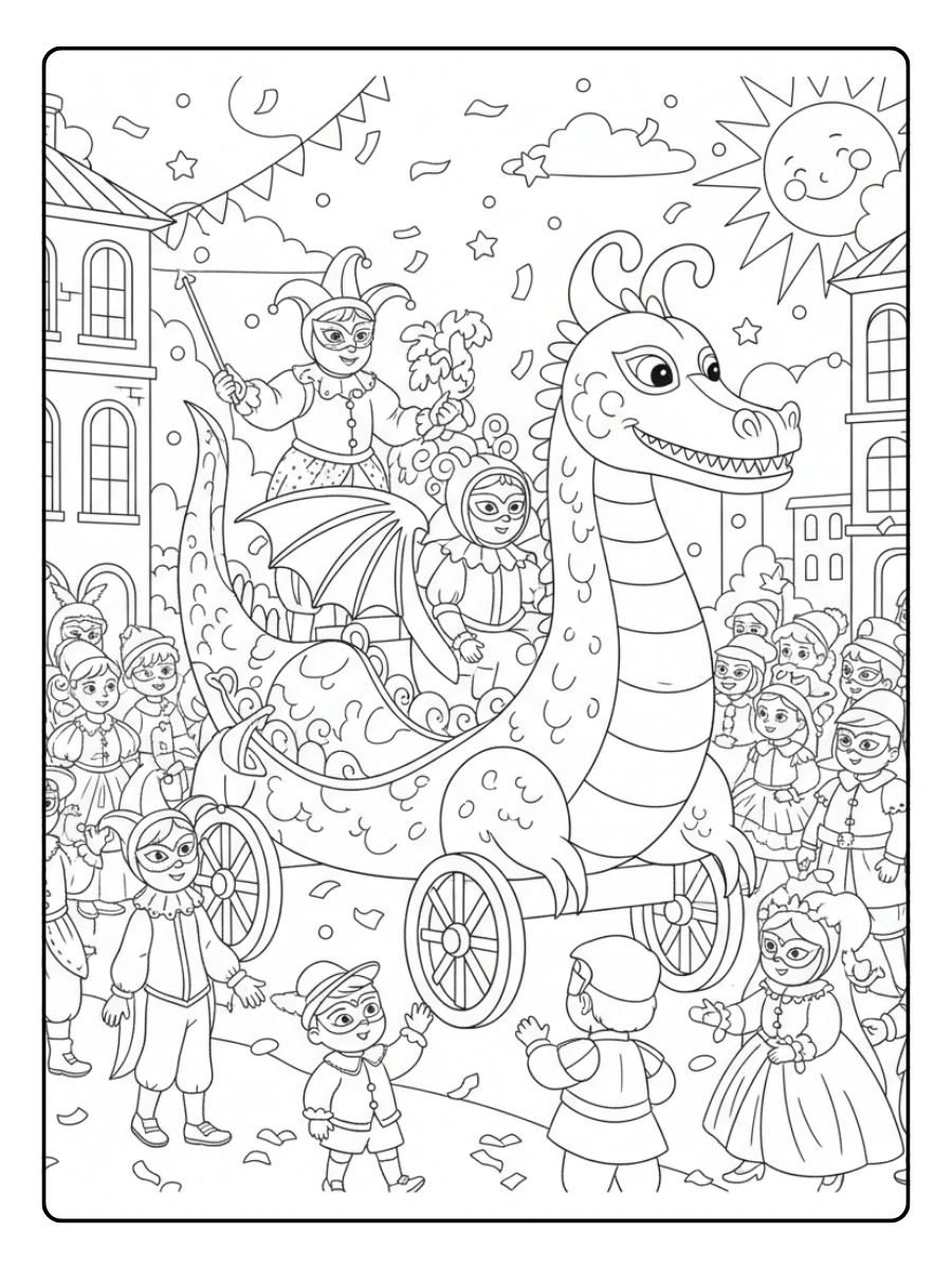 Disegni da Colorare del Carnevale – Sfilata di Carnevale