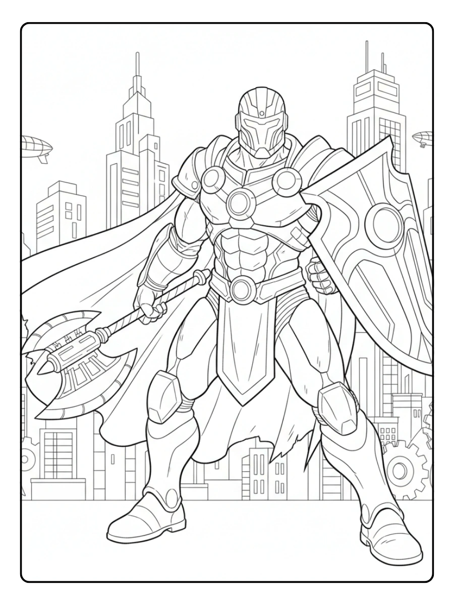 Disegni da Colorare di Supereroi e Fumetti – Eroe con armatura