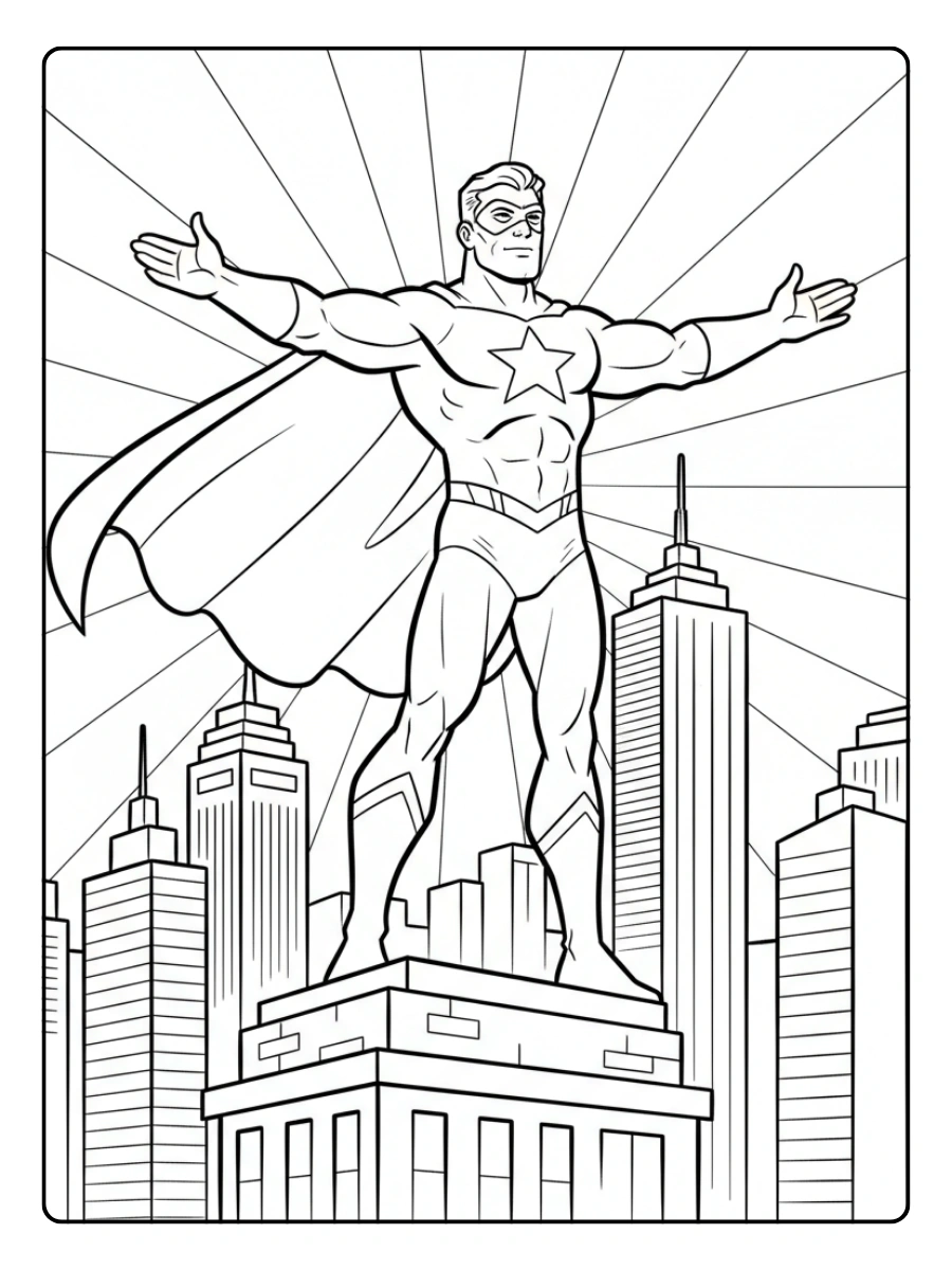 Disegni da Colorare di Supereroi e Fumetti – Eroe con mantello