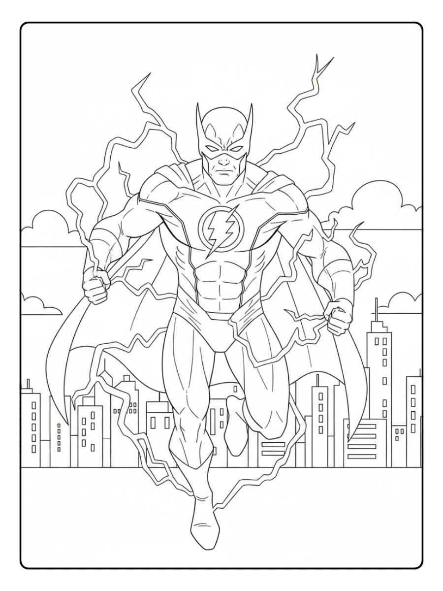 Disegni da Colorare di Supereroi e Fumetti – Eroe con poteri elettrici