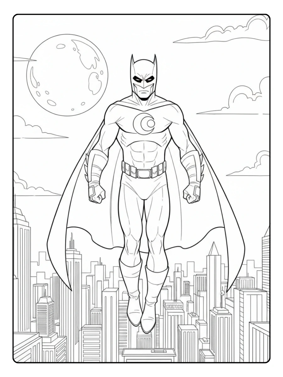 Disegni da Colorare di Supereroi e Fumetti – Eroe notturno
