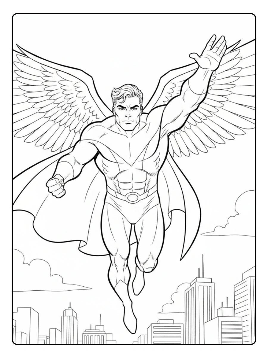 Disegni da Colorare di Supereroi e Fumetti – Eroe volante