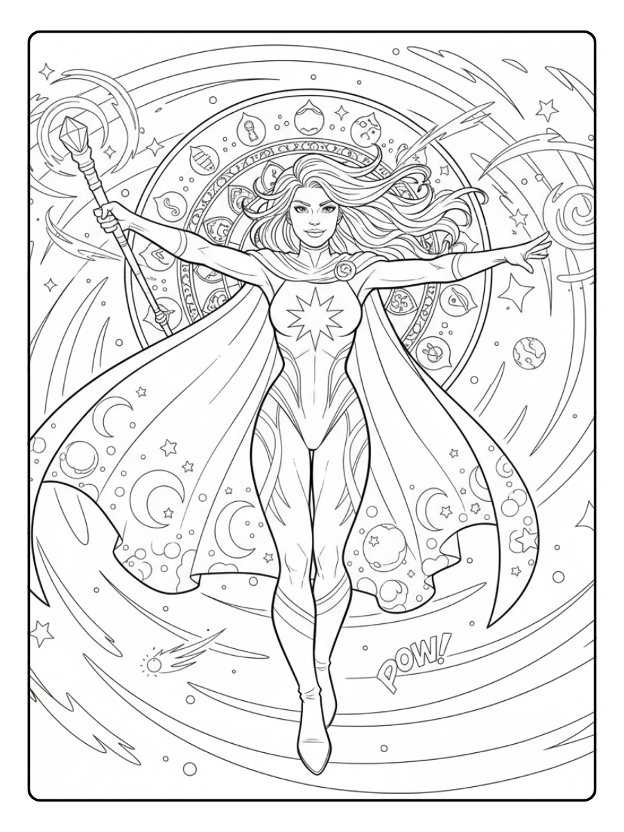 Disegni da Colorare di Supereroi e Fumetti – Supereroina magica
