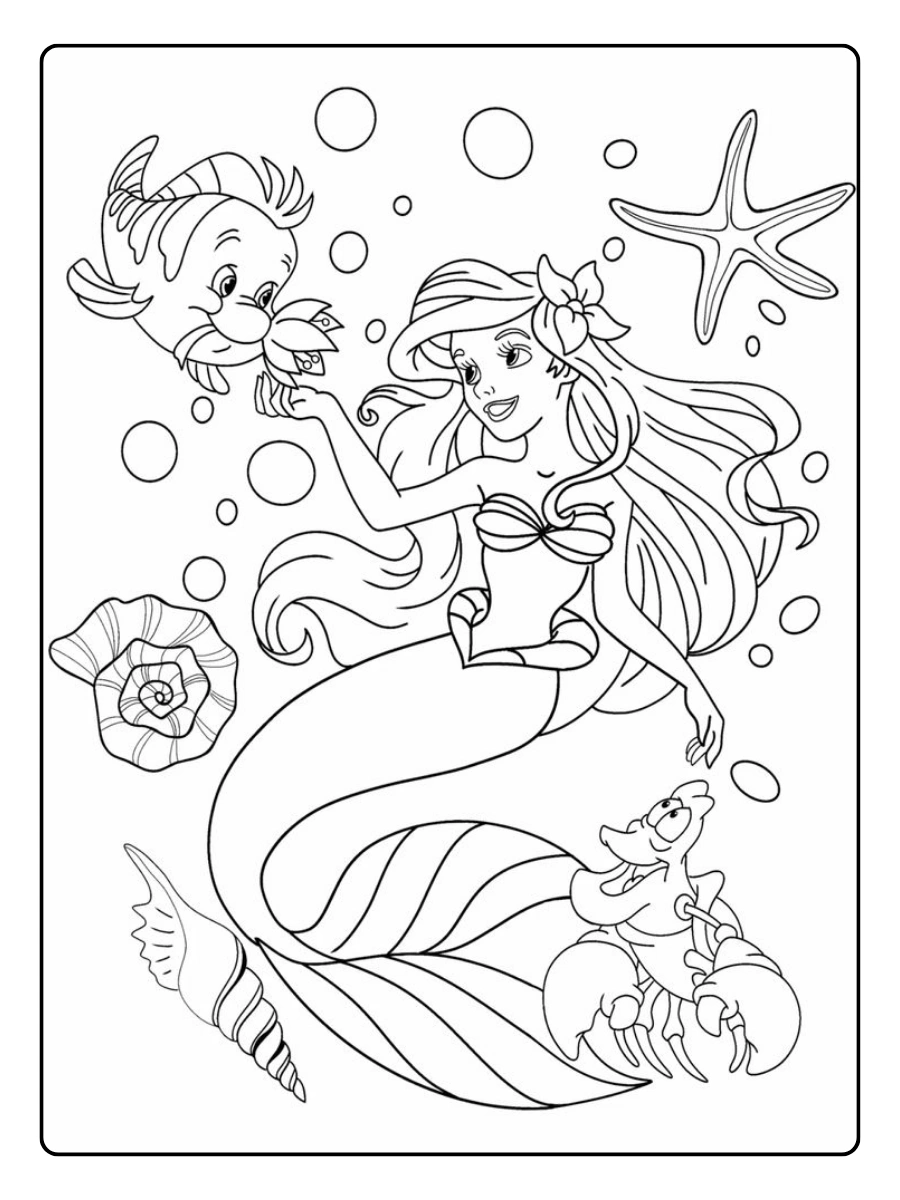 Disegni da colorare Disney Principesse Ariel