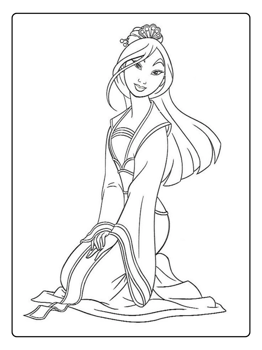 Disegni da colorare Disney Principesse Mulan