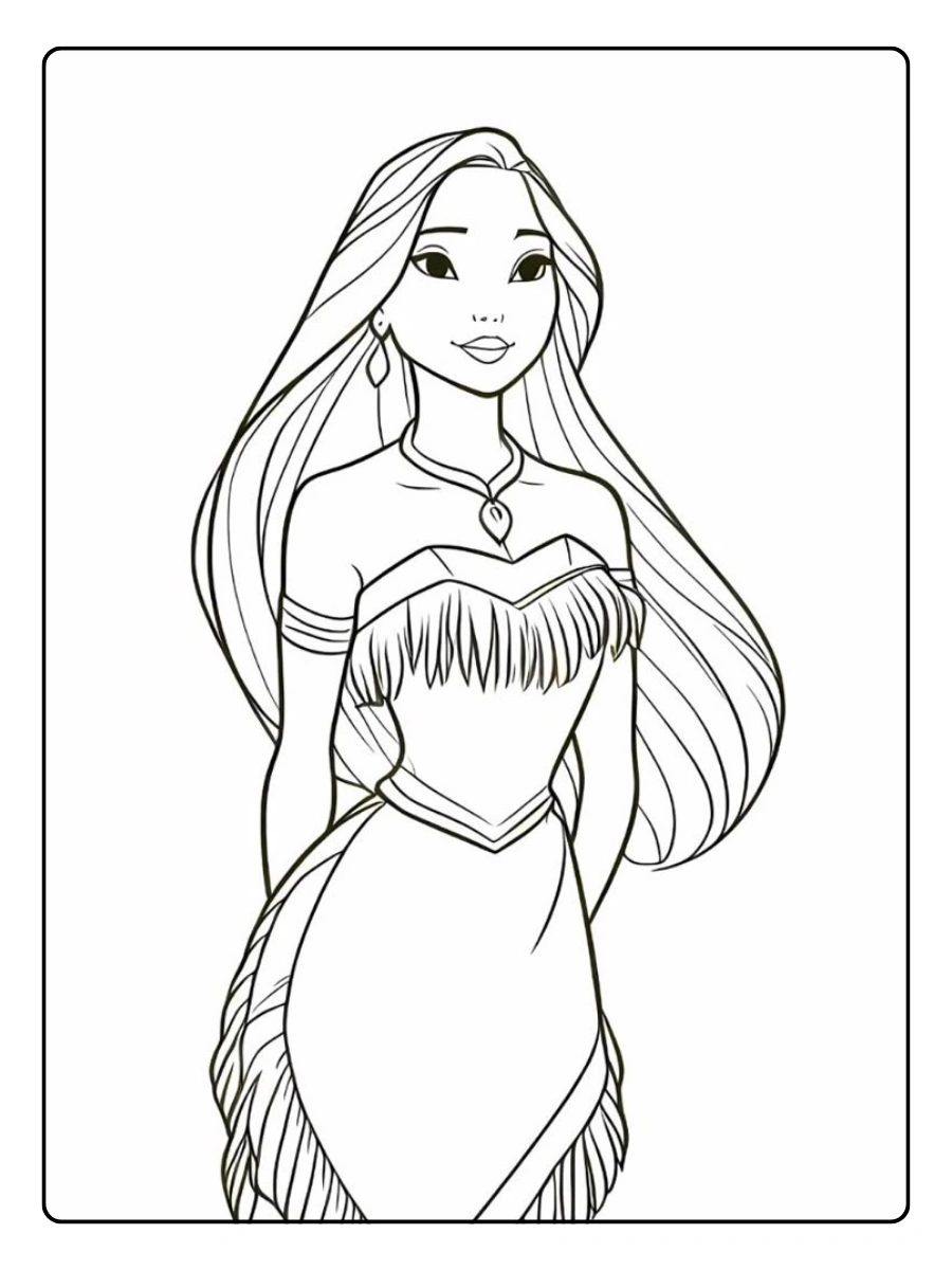 Disegni da colorare Disney Principesse Pocahontas