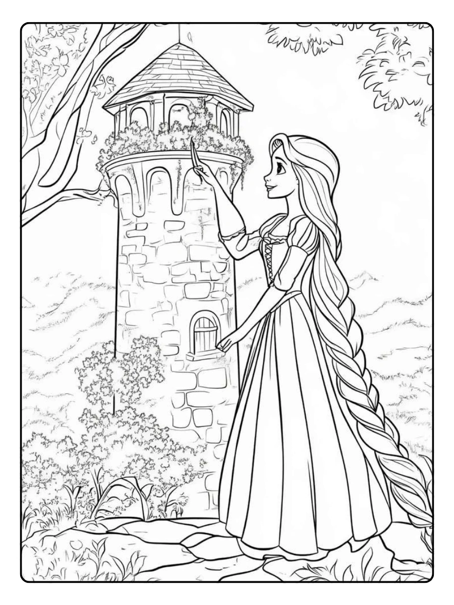 Disegni da colorare Disney Principesse con castello
