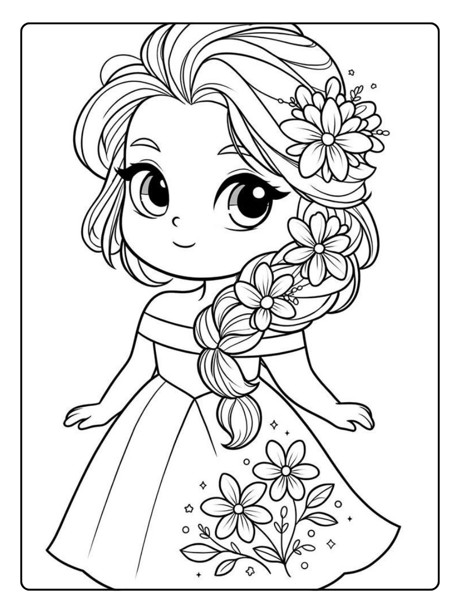 Disegni da colorare Disney Principesse kawaii