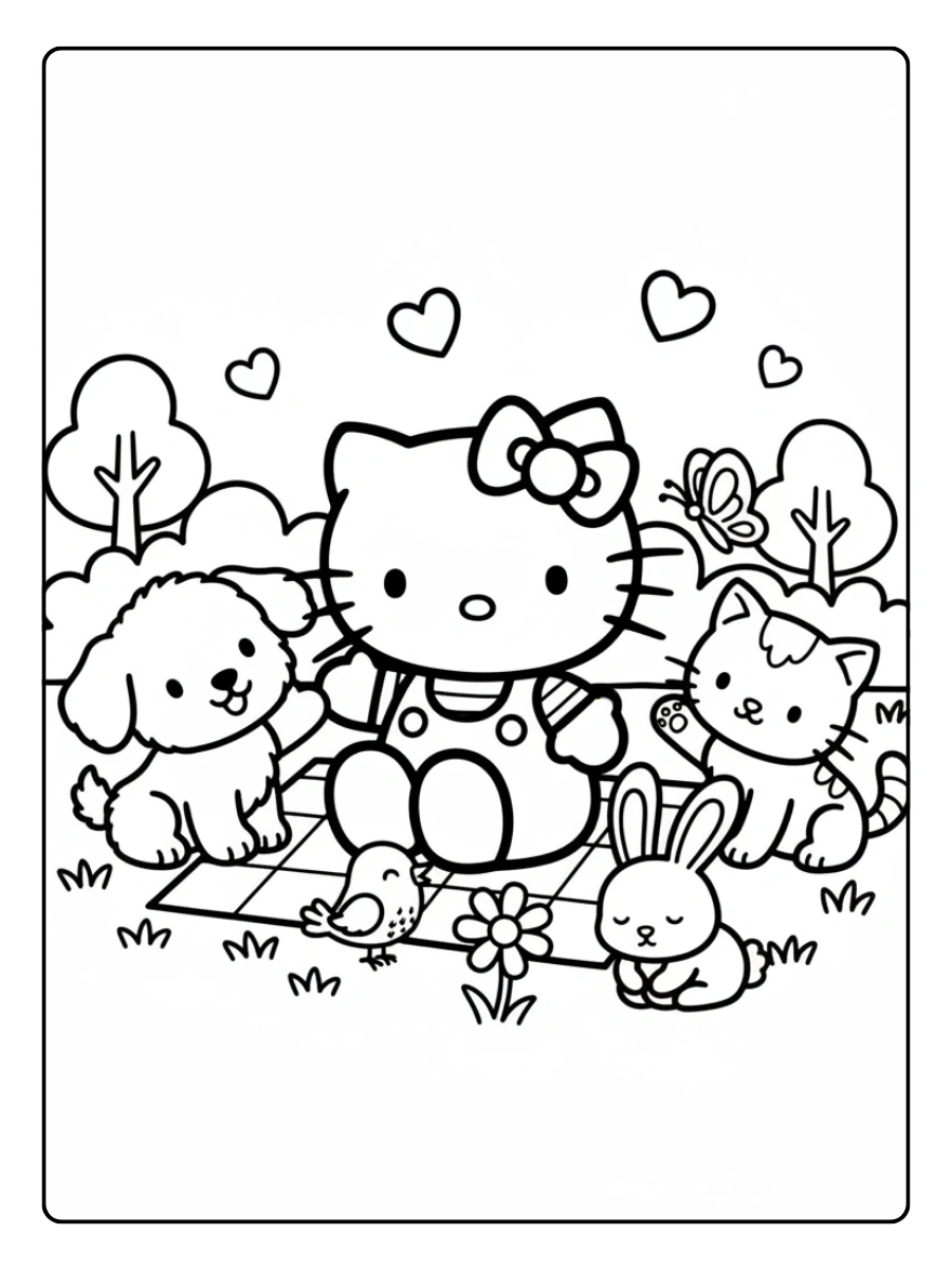 Disegni da colorare Hello Kitty animali