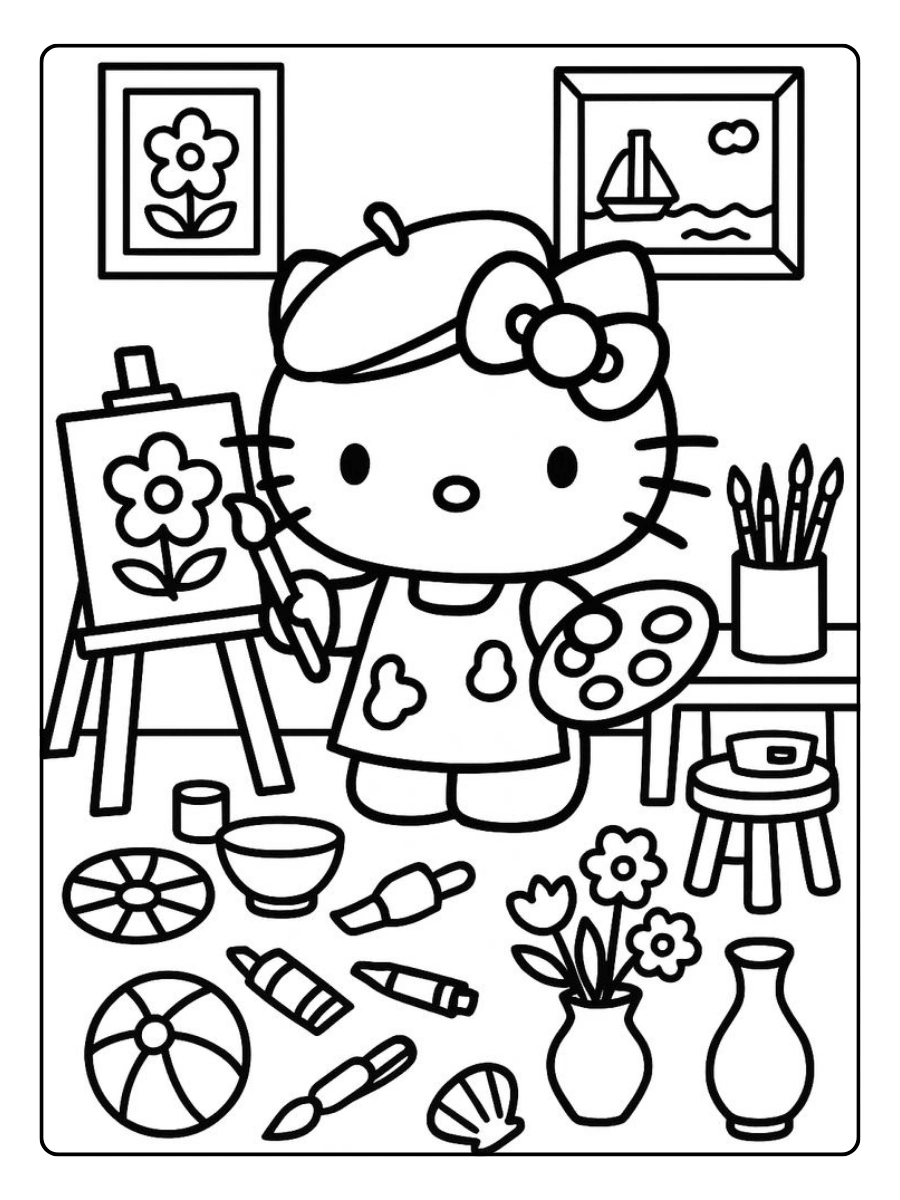 Disegni da colorare Hello Kitty divertenti