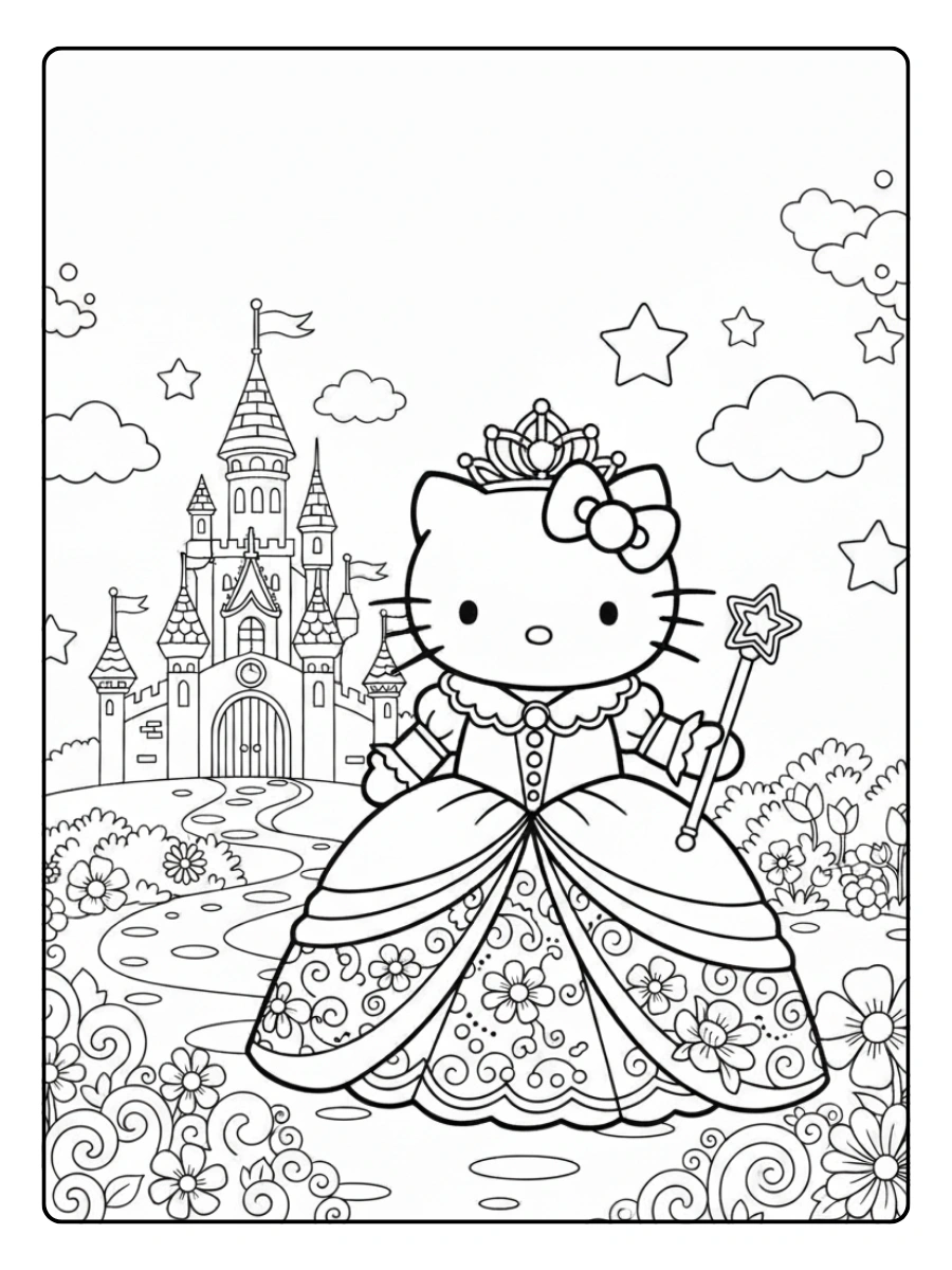 Disegni da colorare Hello Kitty principessa