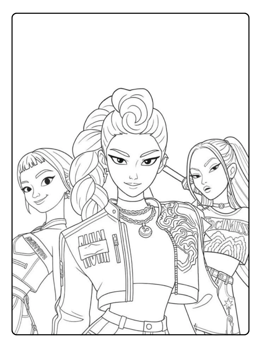 Disegni da colorare K Pop Demon Hunters combattimento