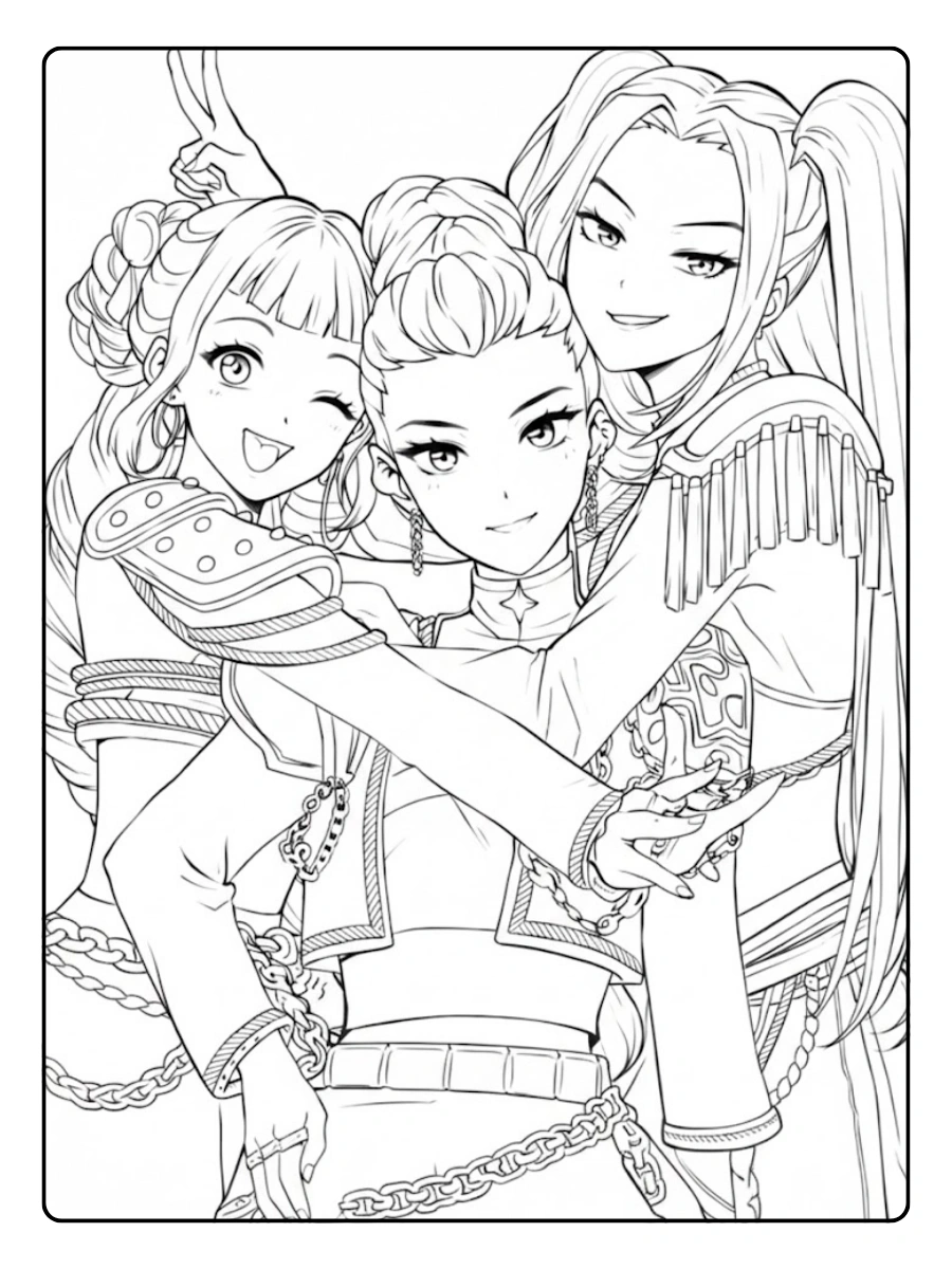 Disegni da colorare K Pop Demon Hunters stile manga