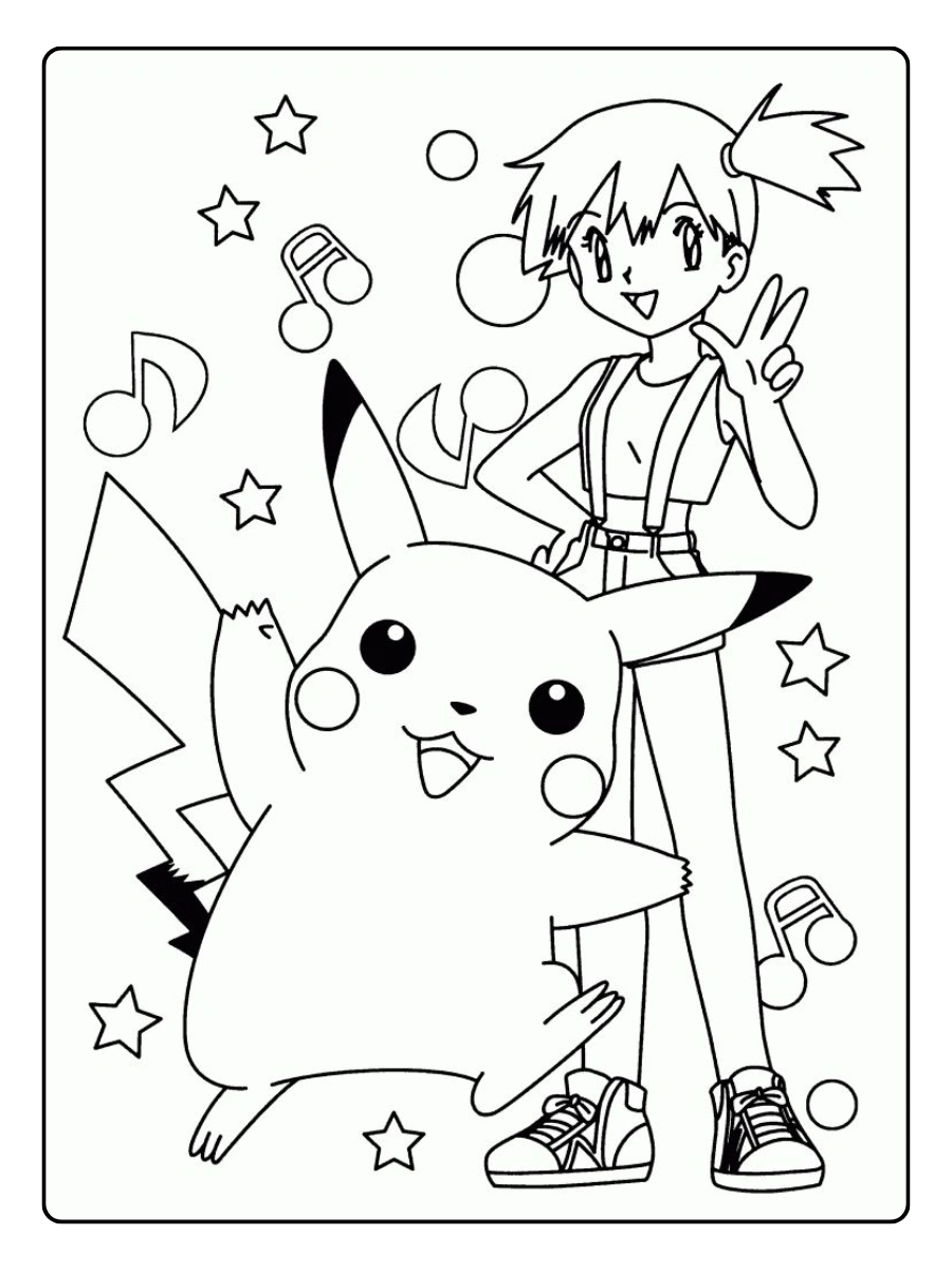 Disegni da colorare Pikachu a linee semplici