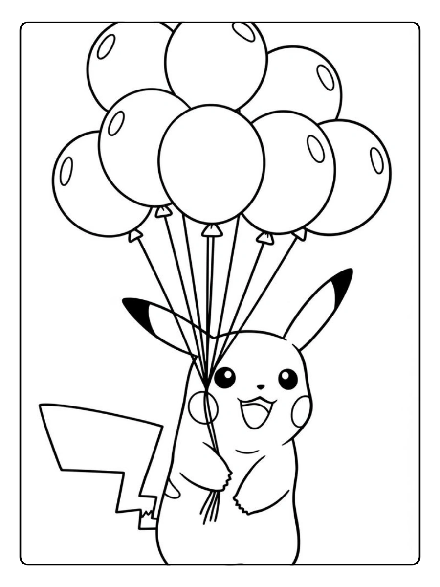 Disegni da colorare Pikachu stile cartone animato