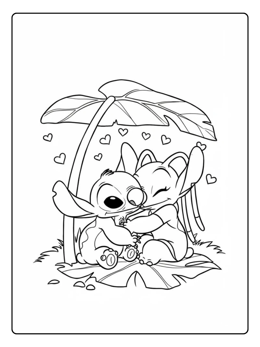 Disegni da colorare Stitch con cuore