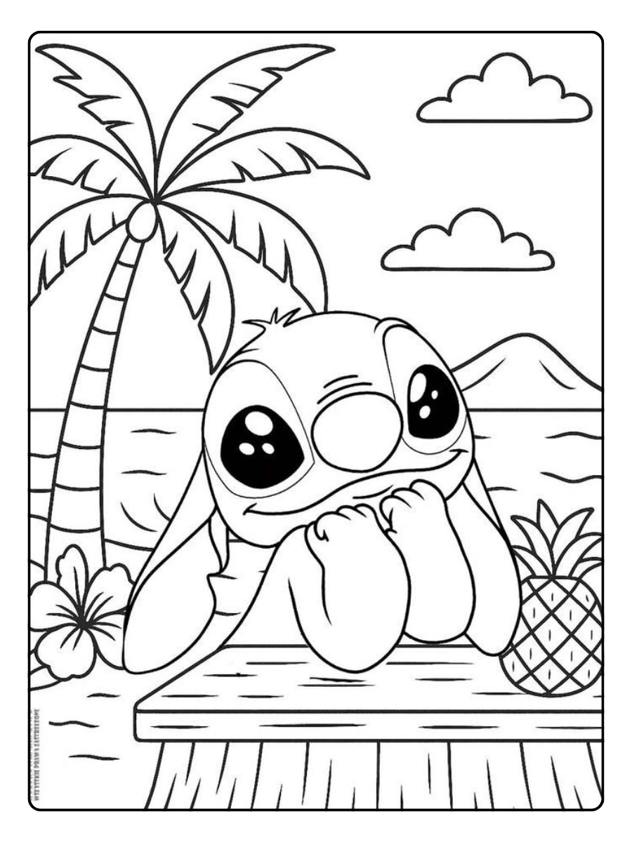 Disegni da colorare Stitch seduto