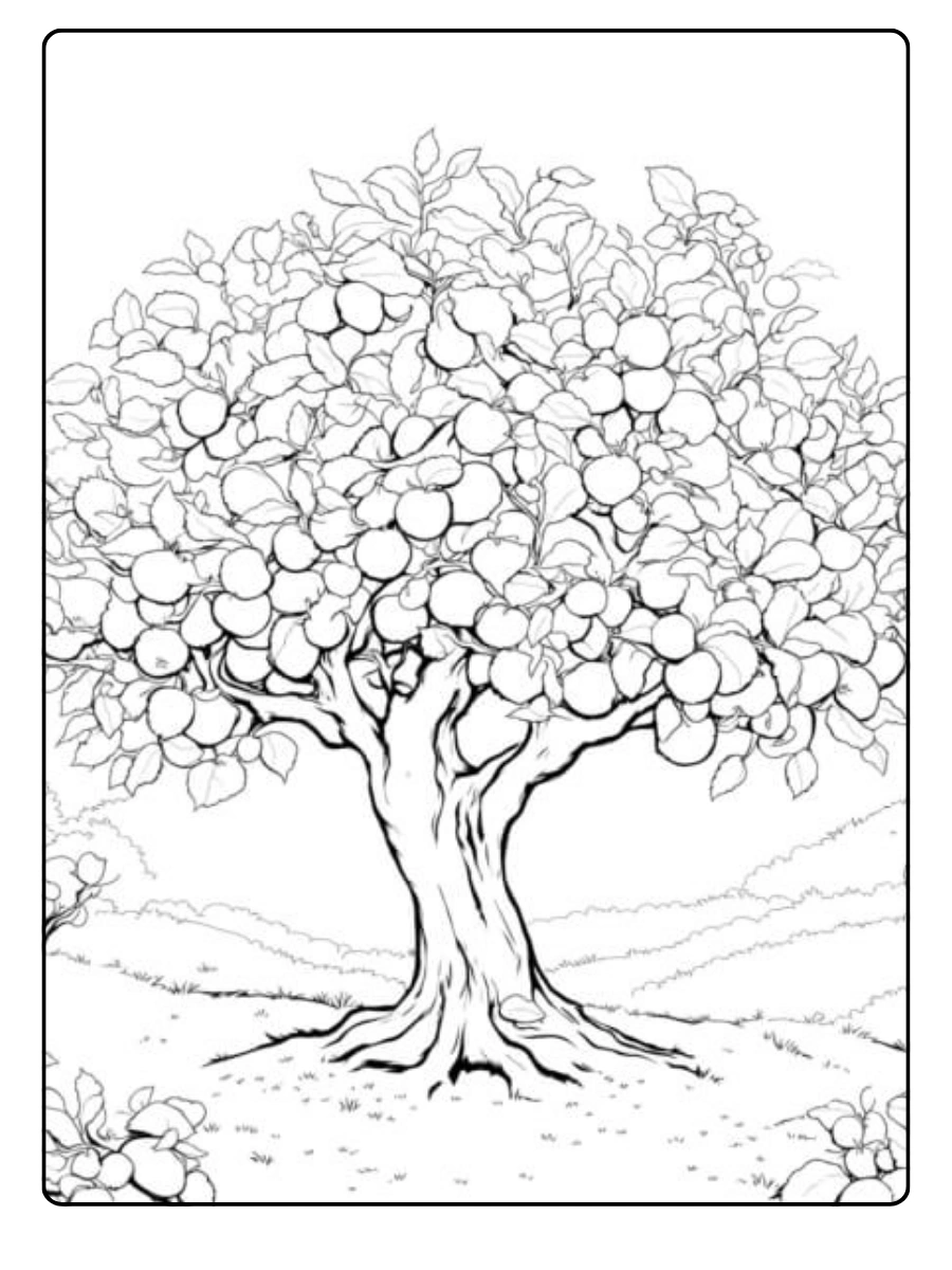 Disegni da colorare albero con frutti