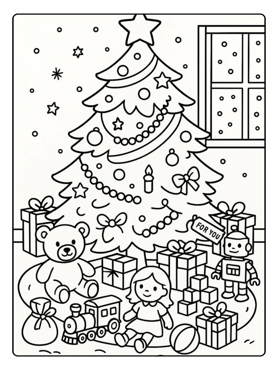 Disegni da colorare albero di Natale cartoon