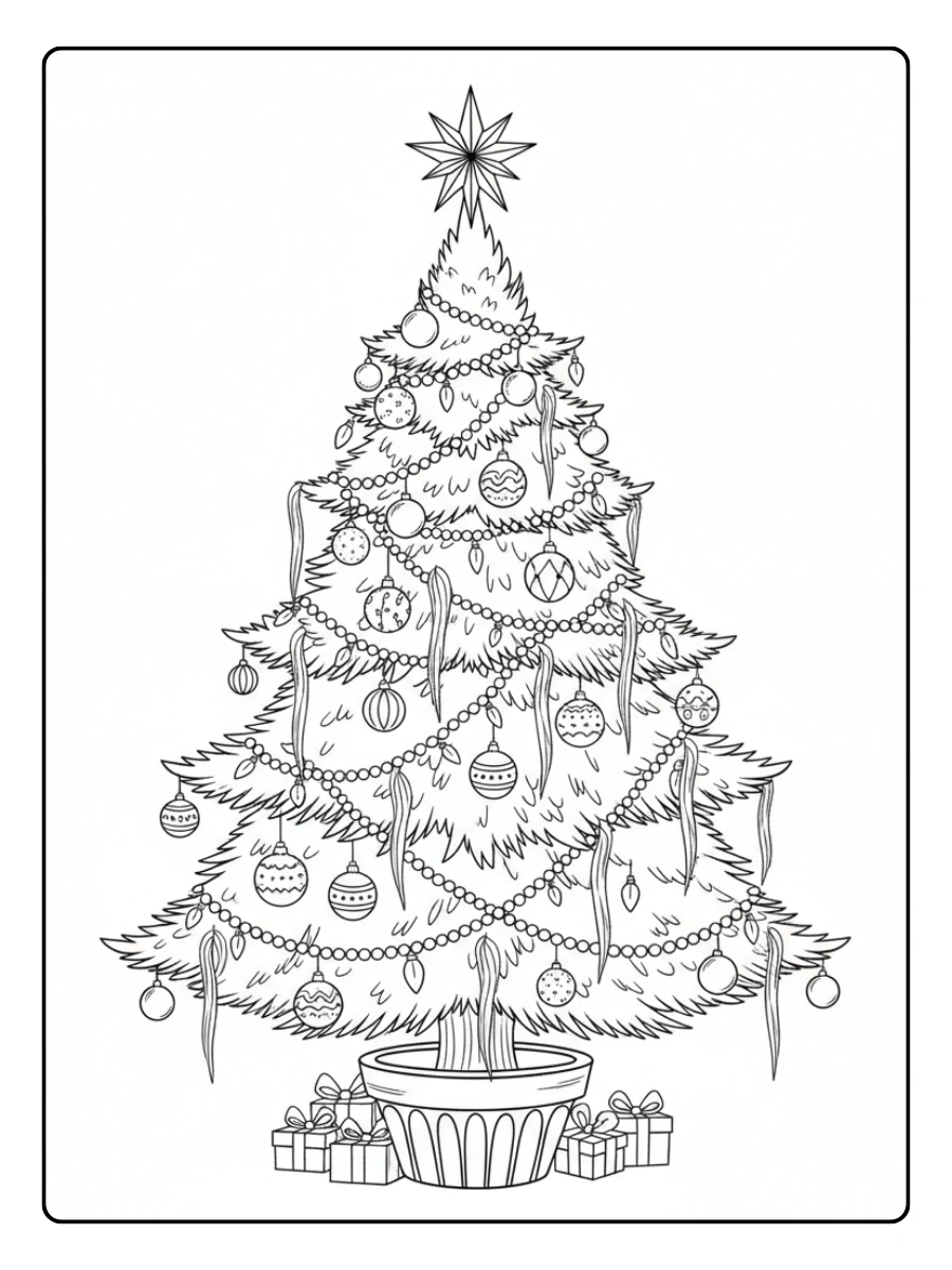 Disegni da colorare albero di Natale classico