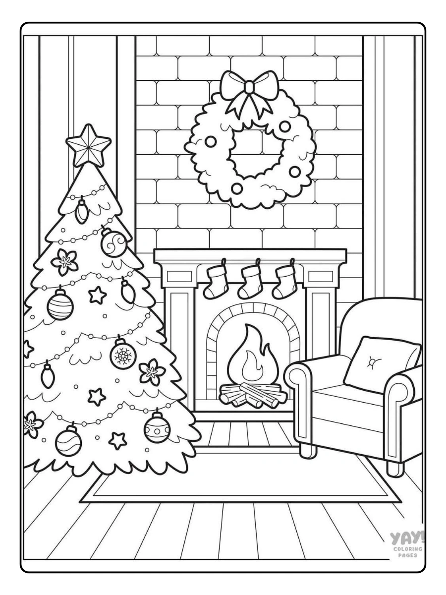 Disegni da colorare albero di Natale festivo