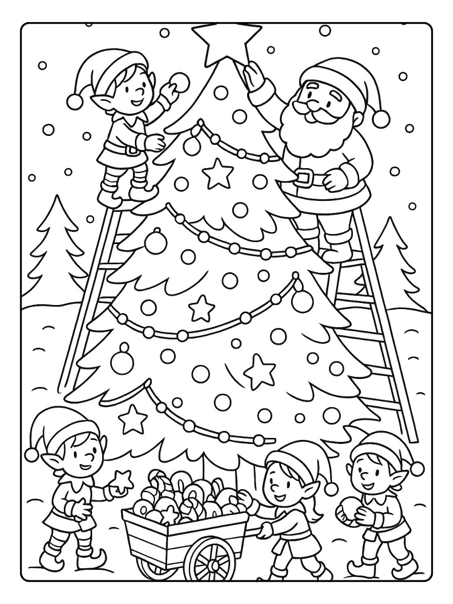 Disegni da colorare albero di Natale natalizio
