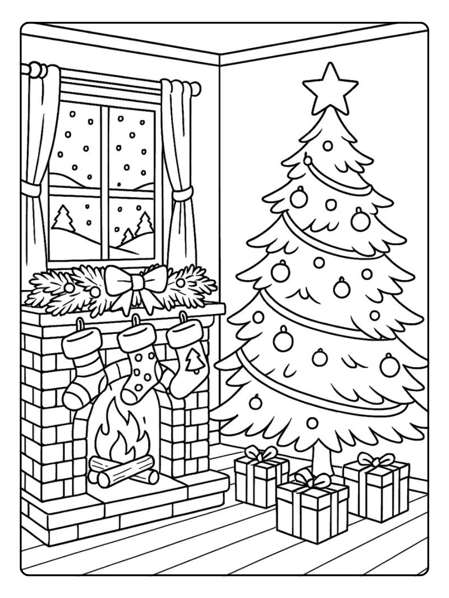 Disegni da colorare albero di Natale semplice lineart
