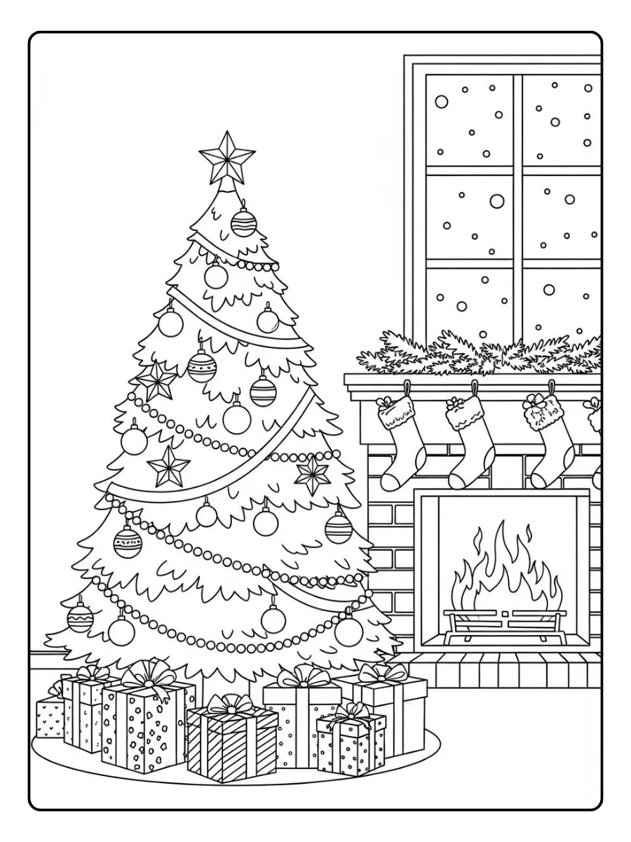 Disegni da colorare albero di Natale stilizzato