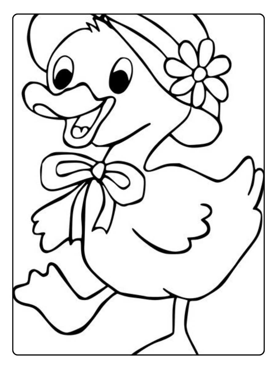 Disegni da colorare anatra con cappello