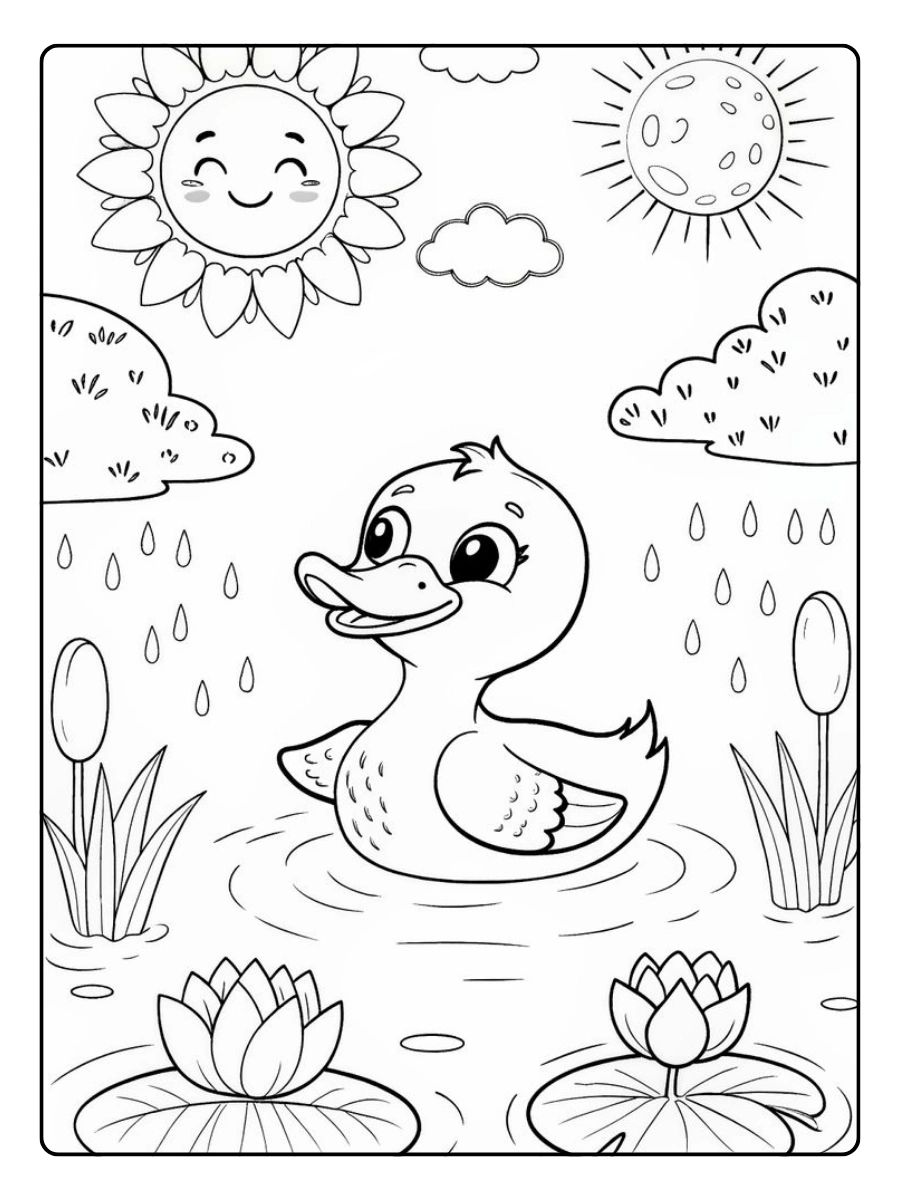 Disegni da colorare anatra divertente