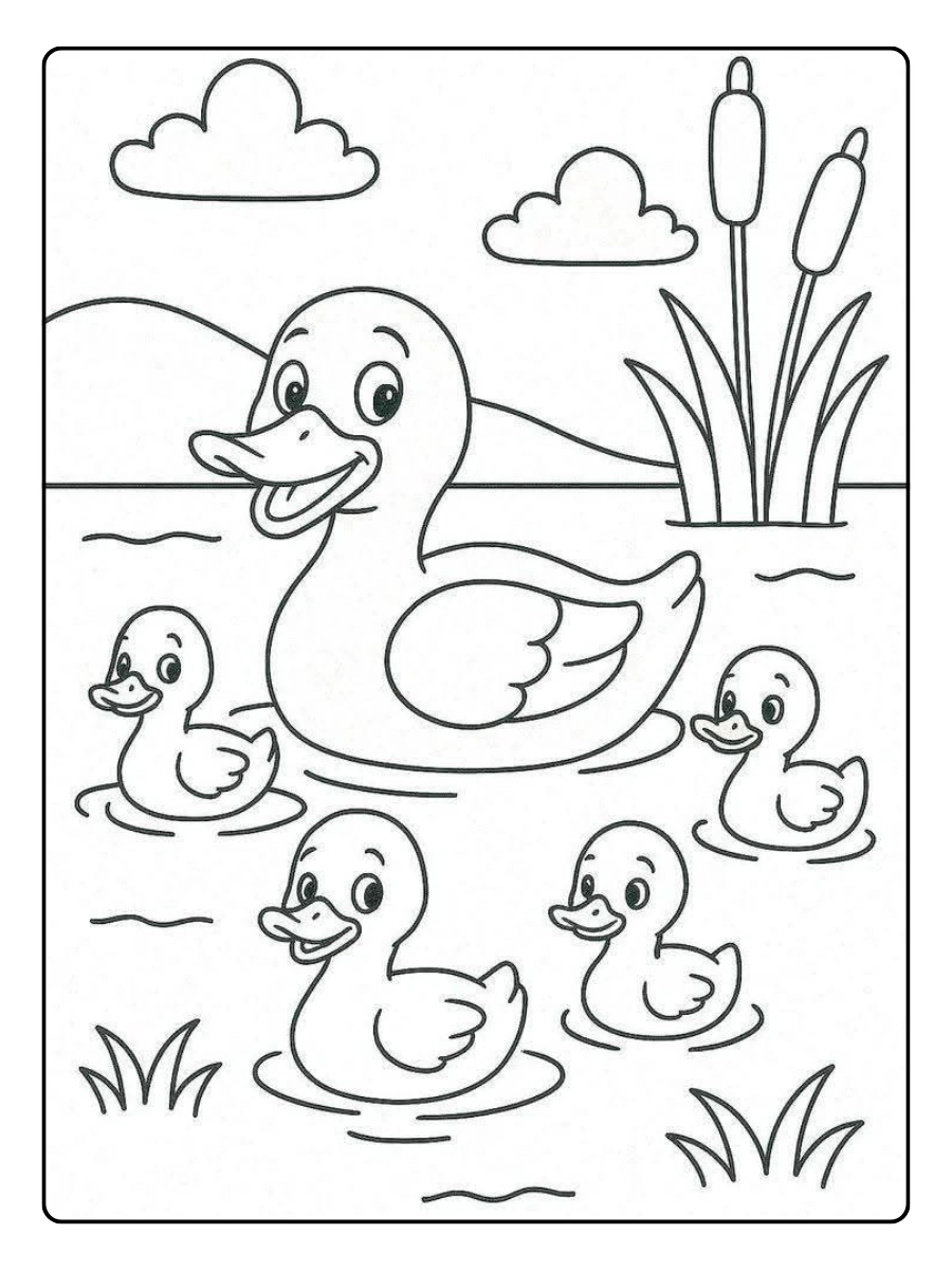 Disegni da colorare anatra in fattoria