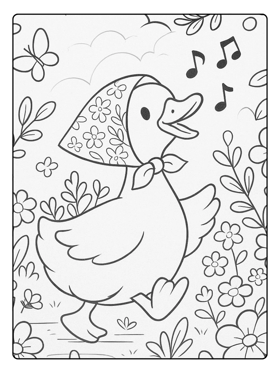 Disegni da colorare anatra kawaii semplice