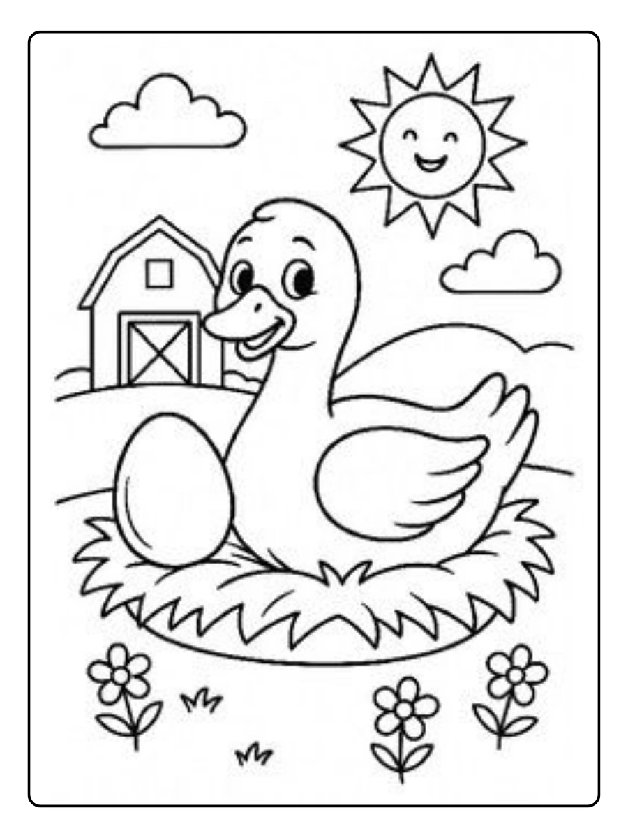 Disegni da colorare anatra linea spessa per colorare