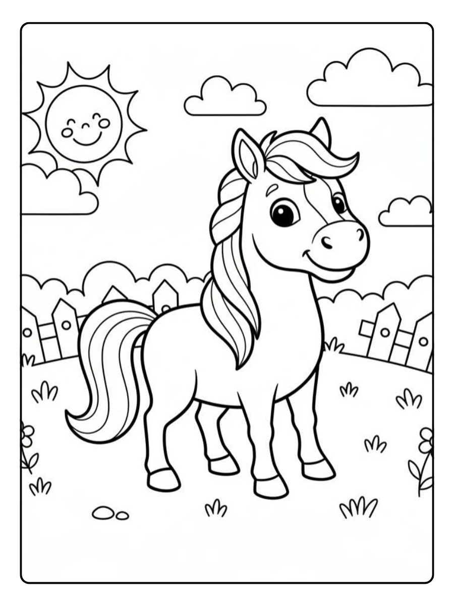 Disegni da colorare animali fattoria cavallo